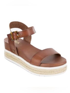 MIA Kiera Espadrille Platform Sandal Brown Size 8